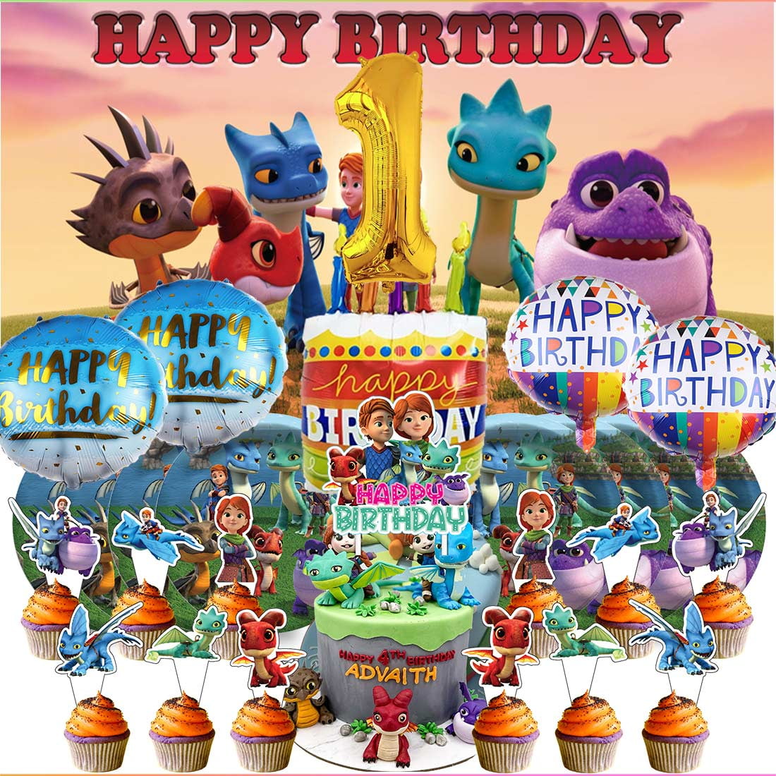 Dragons Rescue Riders 1st Tableware Balloons Cake Toppers Backdrop ...