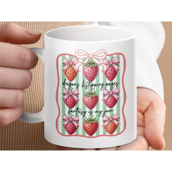 Dragons and Flipping Pages Mug, Funny Fantasy Book Lover Coffee Cup