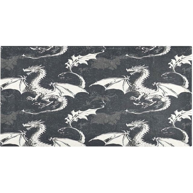 Dragons on Dark Kitchen Mats 20"x39" Absorbent Non Slip Runner Rug