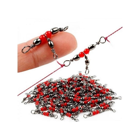 Dragonus 10/20/50Pcs 3 Way Brass Fishing Rolling Barrel Swivel Bearing Connector Luminous Ring