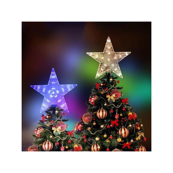 Dragonus Colorful Christmas Tree Topper LED Light Up Star Xmas Tree Top Hanging Ornament