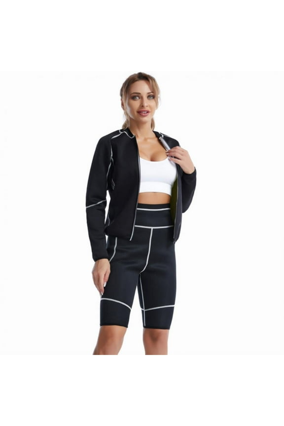 Women Waist Trainer Jacket Hot Sweat Shirt Weight Loss Sauna Suit Workout Body Shaper Neoprene Top Long Sleeve