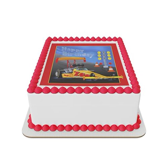 Dragster racing Happy Birthday Edible Icing Sheets Assorted Image Cake
