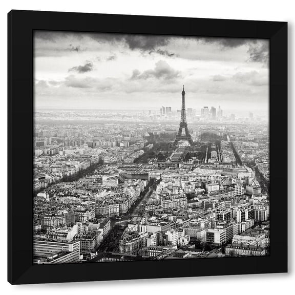 Wilco Dragt 12x12 Black Modern Wood Framed Wall Art Titled - La Tour Eiffel et La Defense
