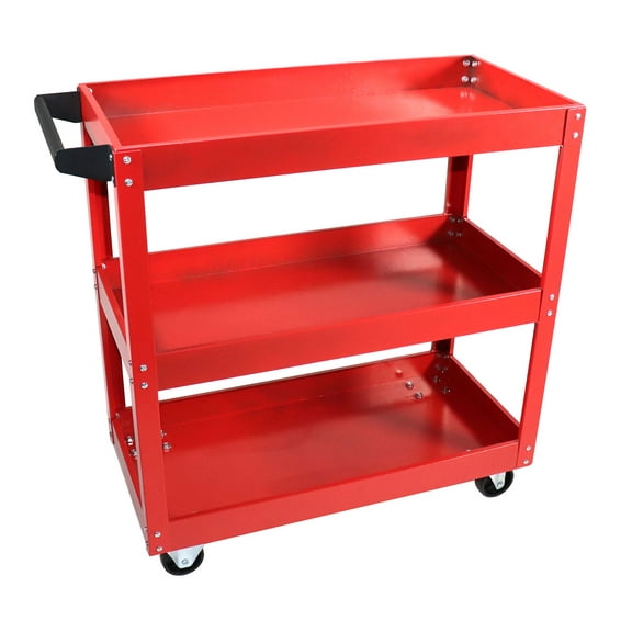 Dragway Tools 3 Tray Service Cart 150 LBS Load Capacity with Swivel 360 Wheels