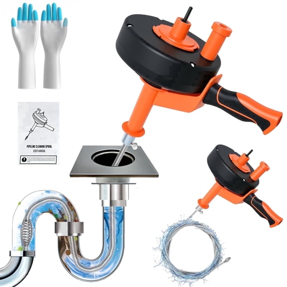 Drain Auger 25ft, Drain Snake with Drill Adapter, Plumbing Snake Clog Remover Use Manually or Powered for Kitchen, Bathtub and Shower Drains