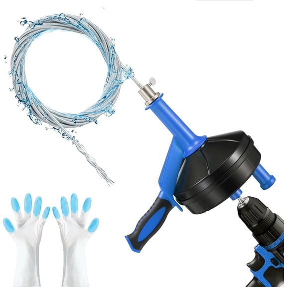 Clog Remover With Drill Bit Adapter, 25Ft Flexible Drain Cleaner, Manual/Electric Use, For Kitchen Bathroom Shower Sink, Gloves Included