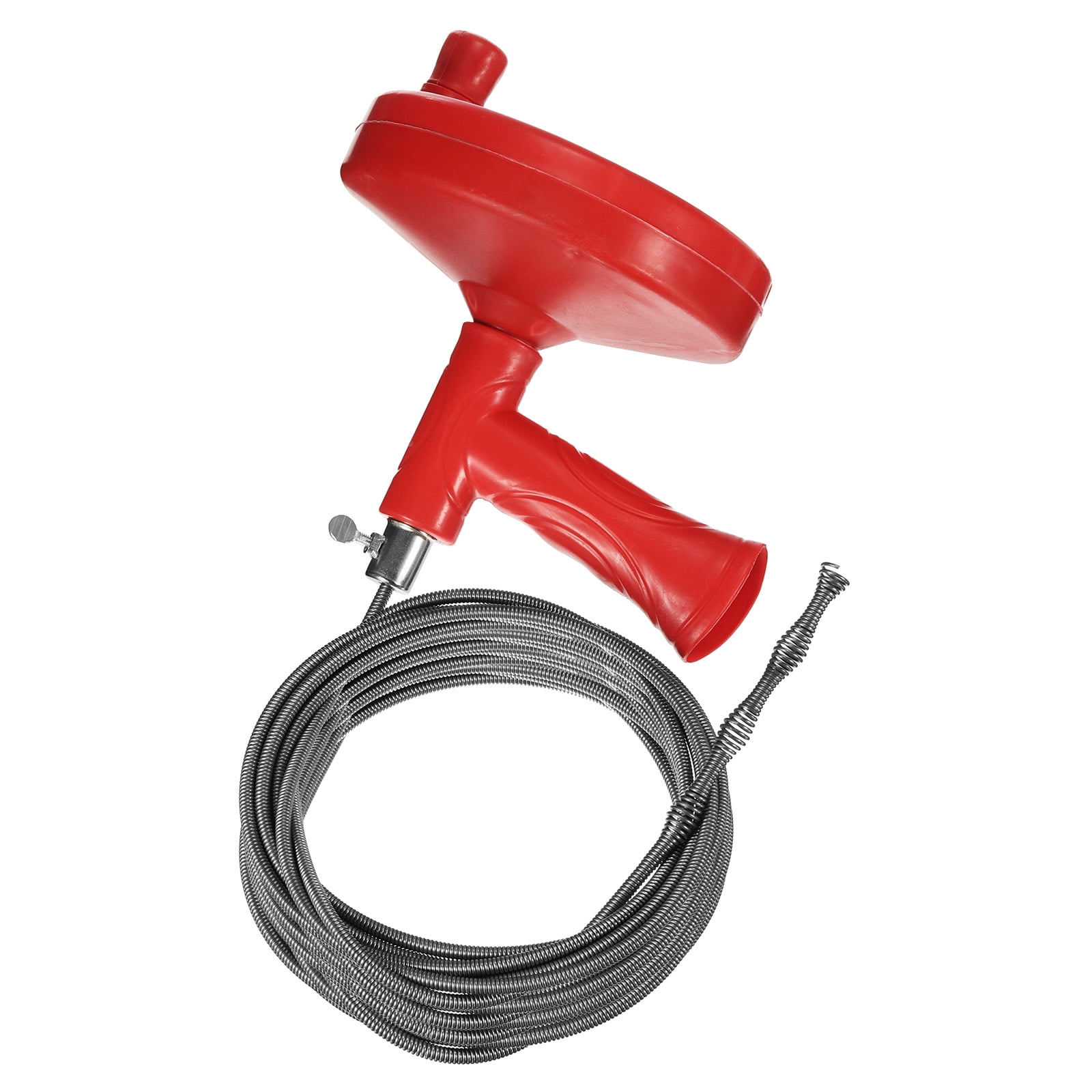 Drain Augers 7.6m Stainless Steel Drain Clog Remover Tool, Red