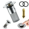 thumbnail image 1 of Up Drain Bathroom Sink Stopper with Removable Stainless Steel Filter Basket, Anti-Clog Hair Catcher Drain Filter Replacement Compatible with US Standard Bathroom Sink Drains, 1 of 9