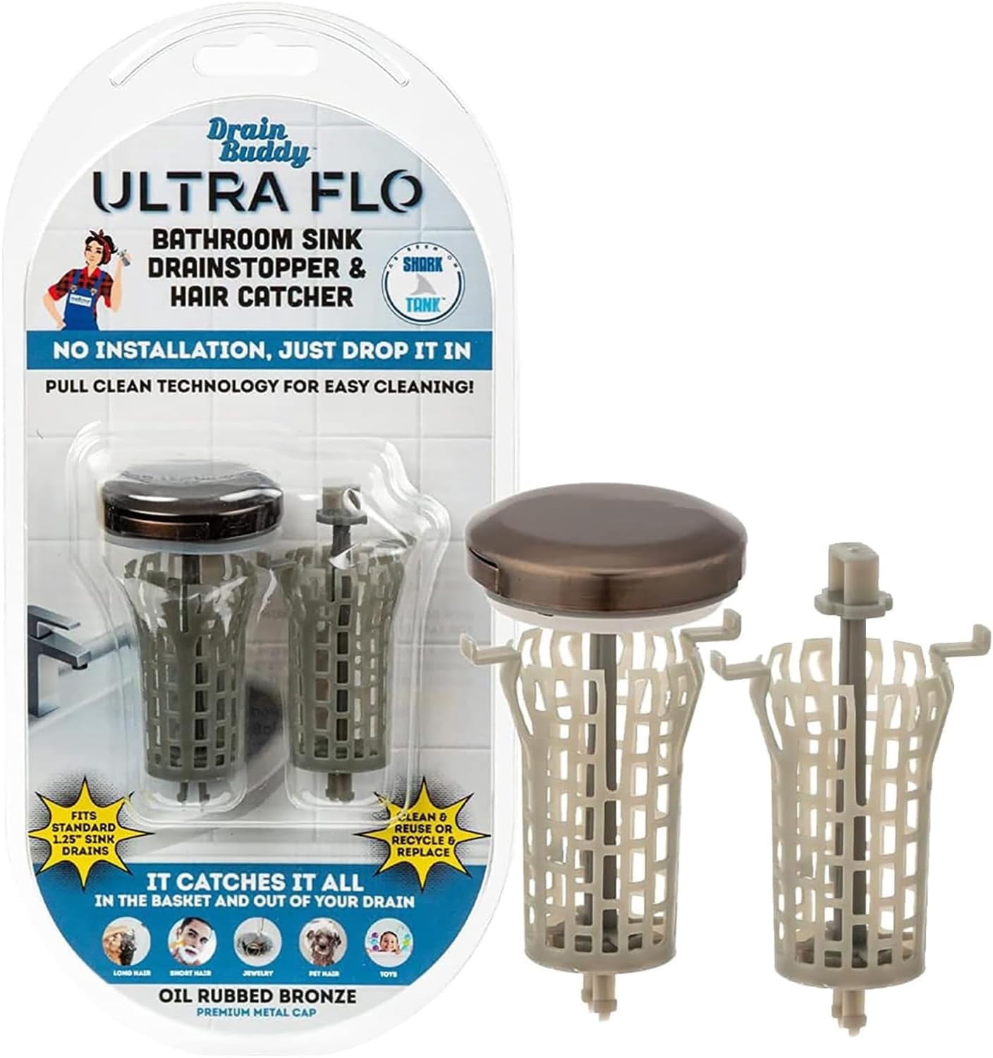 Drain Buddy Ultra Flo Sink Drain Stopper & Hair Catcher - Ultimate Clog ...