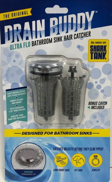 Drain Buddy Ultra Flo Sink with Chrome Metal Cap Plus 1 Extra Basket ...