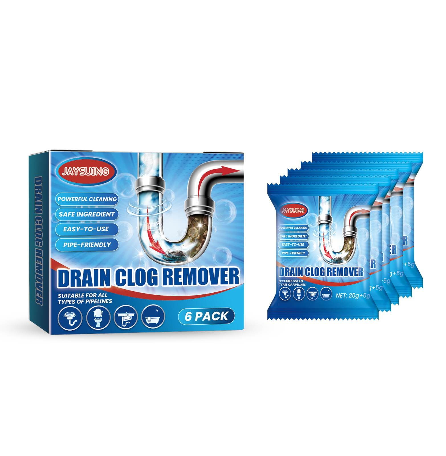 Drain Cleaner, 6PCS Sink Drain Clog Remover, Unclog Shower Drain, Drain Declogger for Toilets ...