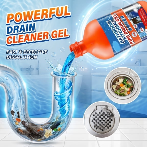 Drain Cleaner Clog Remover, Fast Powerful Dissolving Liquid Formula, Drain Cleaner and Deodorizer for Home Use, Works for Bathroom, Kitchen, Toilet and Shower Pipes, 500Ml Liquid