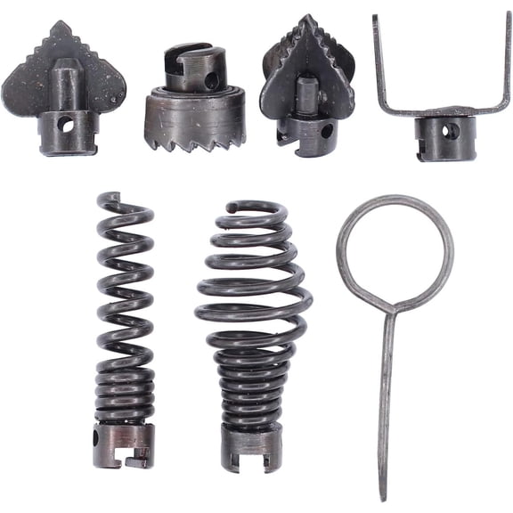 Drain Cleaner Combination Cutter Heads Set,7PCS Snake Drill Attachment 16mm Spring Pipe Dredging Tools for Pipeline Machine(Silver)
