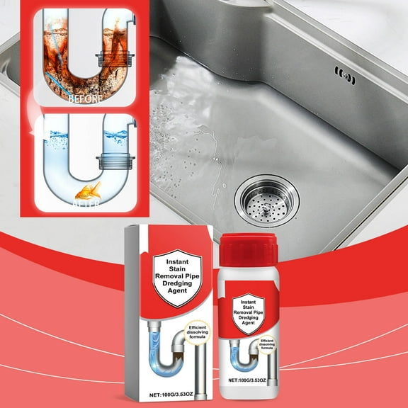 Drain Cleaner Hair Clog Remover, Powerful Enzyme Pipe Unclogger Dissolves Hair Grease Soap Scum And Food Waste, Deodorizing Cleaning Solution for Kitchen Sinks Bathrooms And Drains