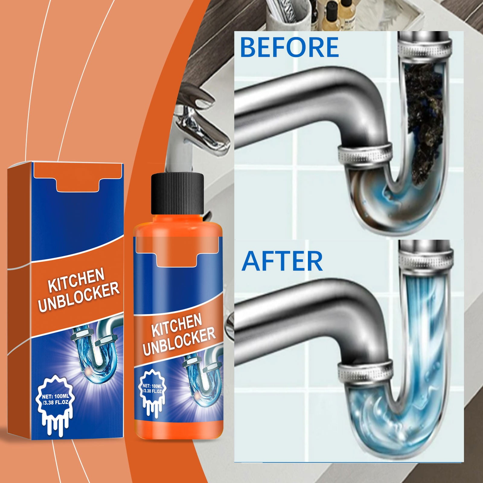 Drain Cleaner - Kitchen Drain Cleaner,Powerful Pipe Cleaning Solution ...