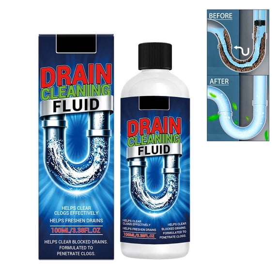 Drain Cleaner Liquid, Pipe Clog Remover, Dissolves Hair Grease Food for Kitchen Bathroom Sink Toilet Home, 3.38 fl oz