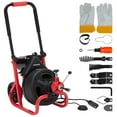 thumbnail image 1 of Drain Cleaner Machine, 100 Ft X 3/8 Inch Electric Drain Auger with 6 Cutters Gloves, Auto Feed Drain Cleaner Machine Commercial Sewer Snake Drill Drain Auger Cleaner for 2 to 4 Inch Pipes, 1 of 9
