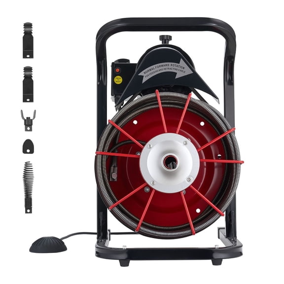 Drain Cleaner Machine 75 FT x 1/2 Inch, Sewer Snake Auger for 2-6" Pipes