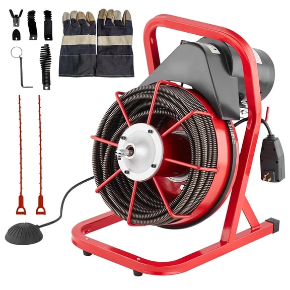 Drain Cleaner Machine, Heavy Duty Automatic Drain Cleaning Machine with 1/2" x 75 ft Steel Cable