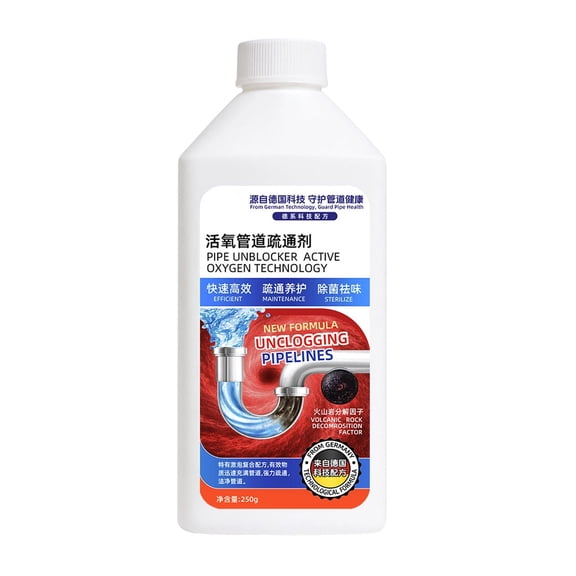 Drain Cleaner with Oxygen for Kitchen Sink, Bathroom, Shower, Toilet, Floor, Fast Acting Clog Remover and Deodorizer, Works on All Pipe Types, Prevents Future Buildup, Easy Pour