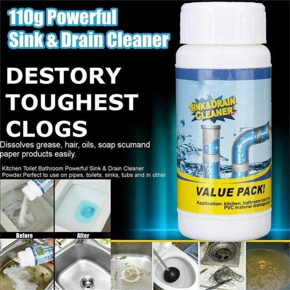 Drain Cleaner Pipe Unclogger Sink Pipe Deodorant Dredging Cleaner Septic Alkaline Powder Fast Acting Odor Eliminator Enzyme Formula Safe For Pipes Kitchen Bathroom Drain Maintenance Pipe Unclogger