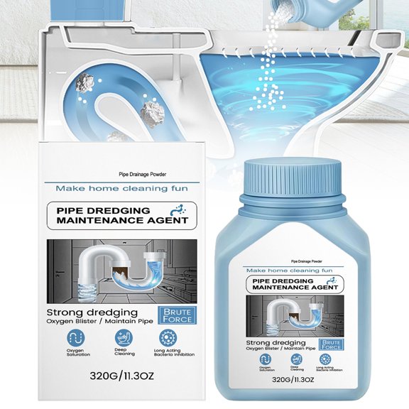 Drain Cleaner Powder, 320g Drain Unblocker Powder, One Shot Drain Cleaner, Shower Sink Pipe Unblocker, Powerful Pipeline Cleaner, No Tools Drain Unblocker, Household Powder for Kitchen Toilet,White