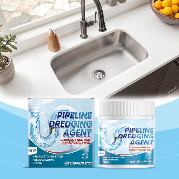Drain Cleaner Powder 500g, Sewer Clog Remover for Hair and Grease Buildup, Effective Pipe Unclogging Agent for Kitchen and Bathroom