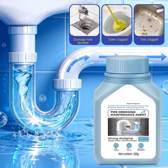 Drain Cleaner Powder, Fast-Acting Enzyme & Caustic Formula, Unclogs Kitchen Sink, Bathroom Shower Drain, Dissolves Hair, Grease, Food Waste, Pipe Unblocker for Drains, Septic Safe, Deodorizes Odors