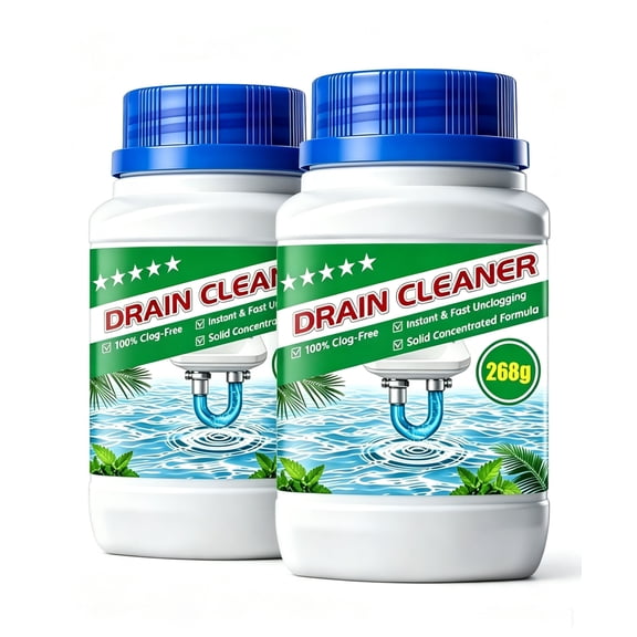 Drain Cleaner Powder, Multi-Functional Powerful Clog Remover for Sink Toilet Bathroom Kitchen Shower Pipe Cleaning,Fast Foaming, 268g (2PCS)