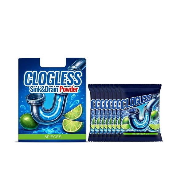 Drain Cleaner Powder Powerful Pipe Unclogger Sink Toilet Drain Opener Blockage Remover Odor Eliminator for Kitchen Bathroom Laundry 8 Pack
