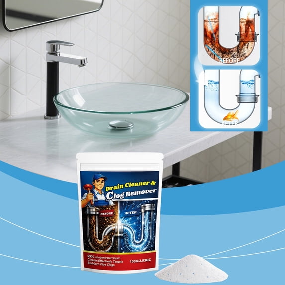 Drain Cleaner Powder Sink Pipe Unclogger Powerful Blockage Removal Odor Eliminator Fast Acting Drain Maintenance Solution For Kitchen Bathroom Home Plumbing Maintenance Users