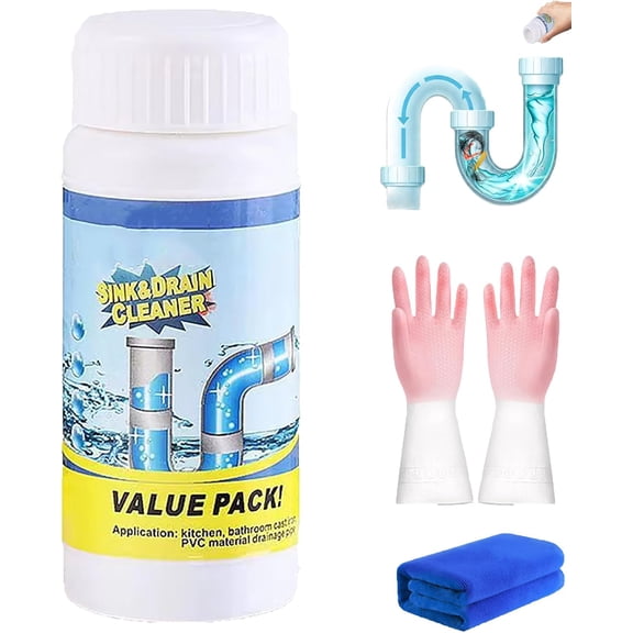 Drain Cleaner, Power Foam Unclogging Cleaner's Rapid-Dissolve Formula, 110g Sink and Drain Cleaner, Fast-Acting Drai𝐧 Opener for Bathroom Kitchen Toilet Pipe (1pcs)