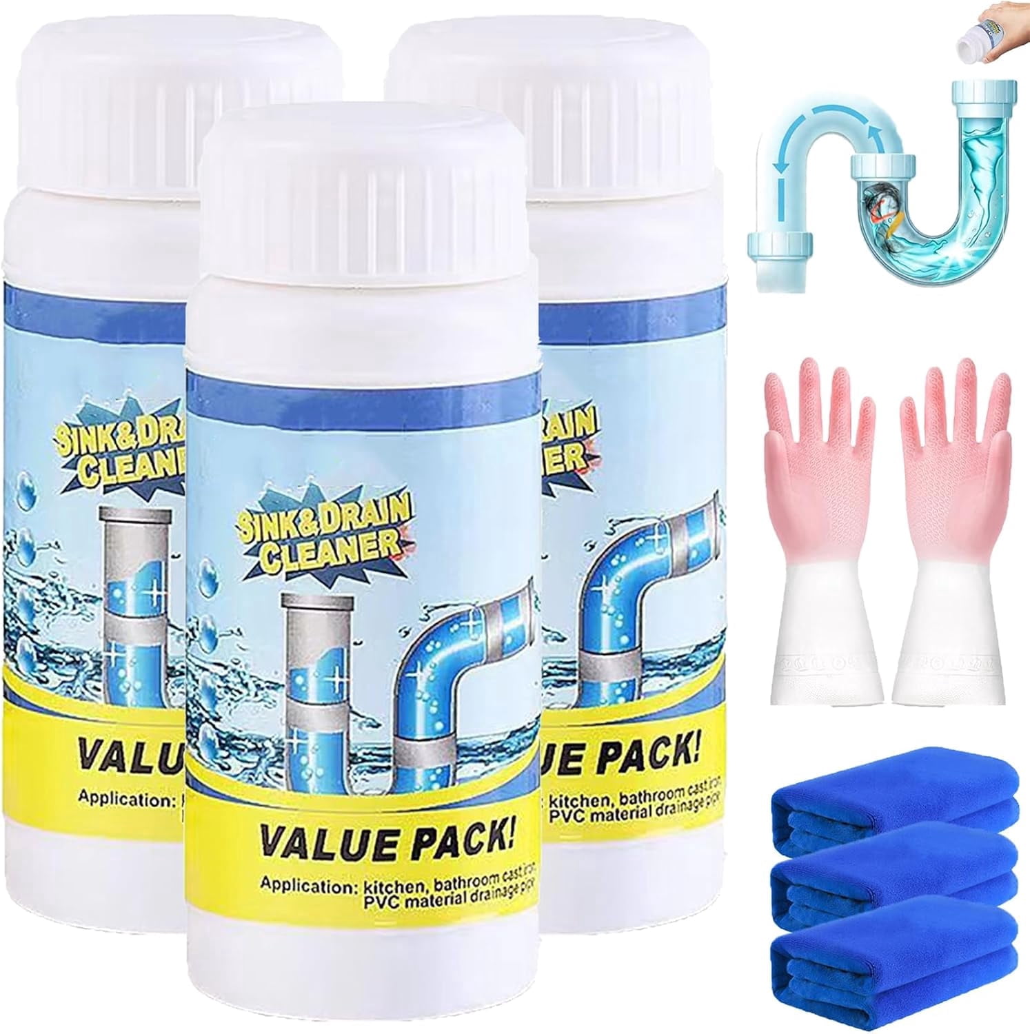 Drain Cleaner, Power Foam Unclogging Cleaner's Rapid-Dissolve Formula ...