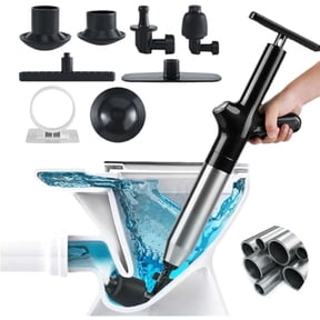 Drain Cleaner Pump Kit, 9 Pics Included, High Pressure Air Drain Blaster with Multiple Plunger Heads, 25.8 in Long Handle, Multi-Functional Toilet Plunger for Clogged Drains, Sinks, Bathtubs