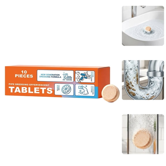 Drain Cleaner Tablets, Pipe Declogging & Cleaning Tablets for Kitchen Sink, Bathroom & Shower Drains, Odor Removal (1PC)