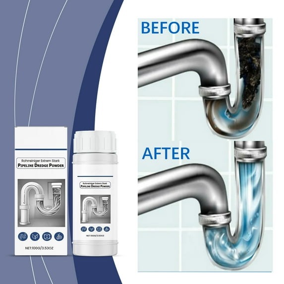 Drain Cleaner Unclogging Agent | Drainage Pipe Dredger for Hair & Grease Removal | Powerful Formula for Sink, Shower, Toilet | Eliminates Oil Stains, Stubborn Clogs | 1 Pack | Easy to Use