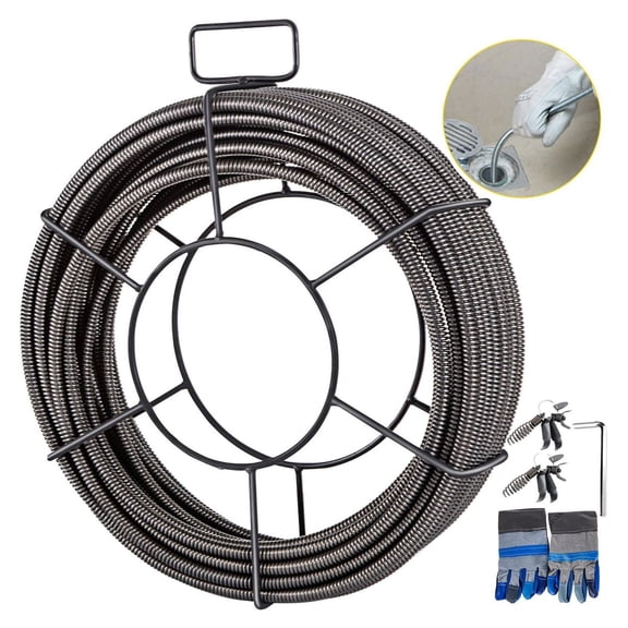 Drain Cleaning Cable 75ft x 3/8 Inch, Sewer Snake Auger Cable Cleaner Tool
