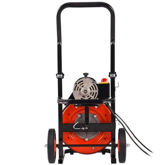 Drain Cleaning Machine for 1" 2" 3" 4" Pipes, 75 FT Auto-Feed Auger with Air Foot Switch & 4 Cutting Heads