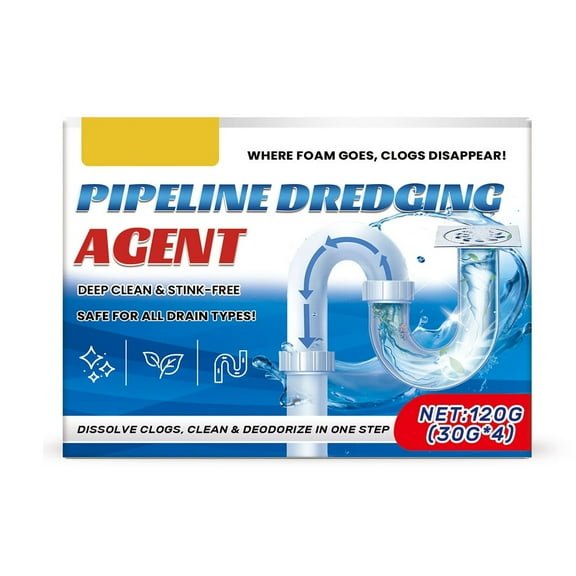 Drain Cleaning Powder, Sewer Line Cleaner, Pipe and Drain Maintainer, Powerful Drain Declogger, Foaming Plumbing Cleaner, Household Drain Care Powder