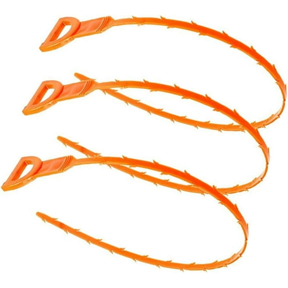 Drain Cleaning Tool 3pcs Hair Remover Hair Clog Remover Small Tools Orange Pipeline Unclog Drain