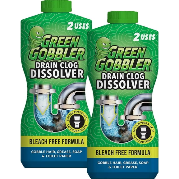 Drain Clog Dissolver | Powerful Liquid Drain Opener & Toilet Clog Remover | Safe for Pipes & Septic | 2 Pack