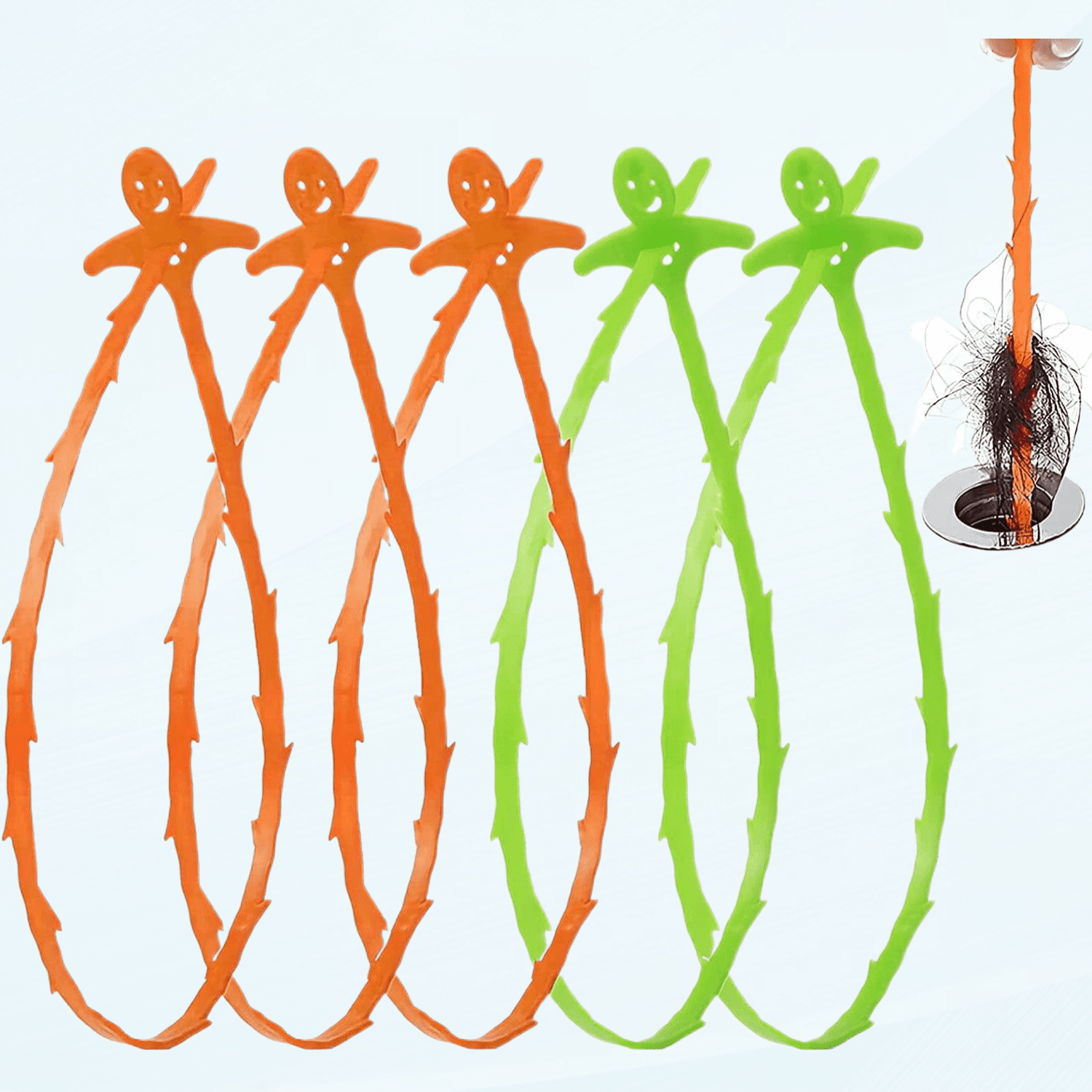 Drain Clog Remover, 5 Pack 20 Inch Snake Drain Cleaner, Flexible Plastic Sink Snake for Sewer, Kitchen, Sink Bathroom, Convenient Hair Drain Clog Remover