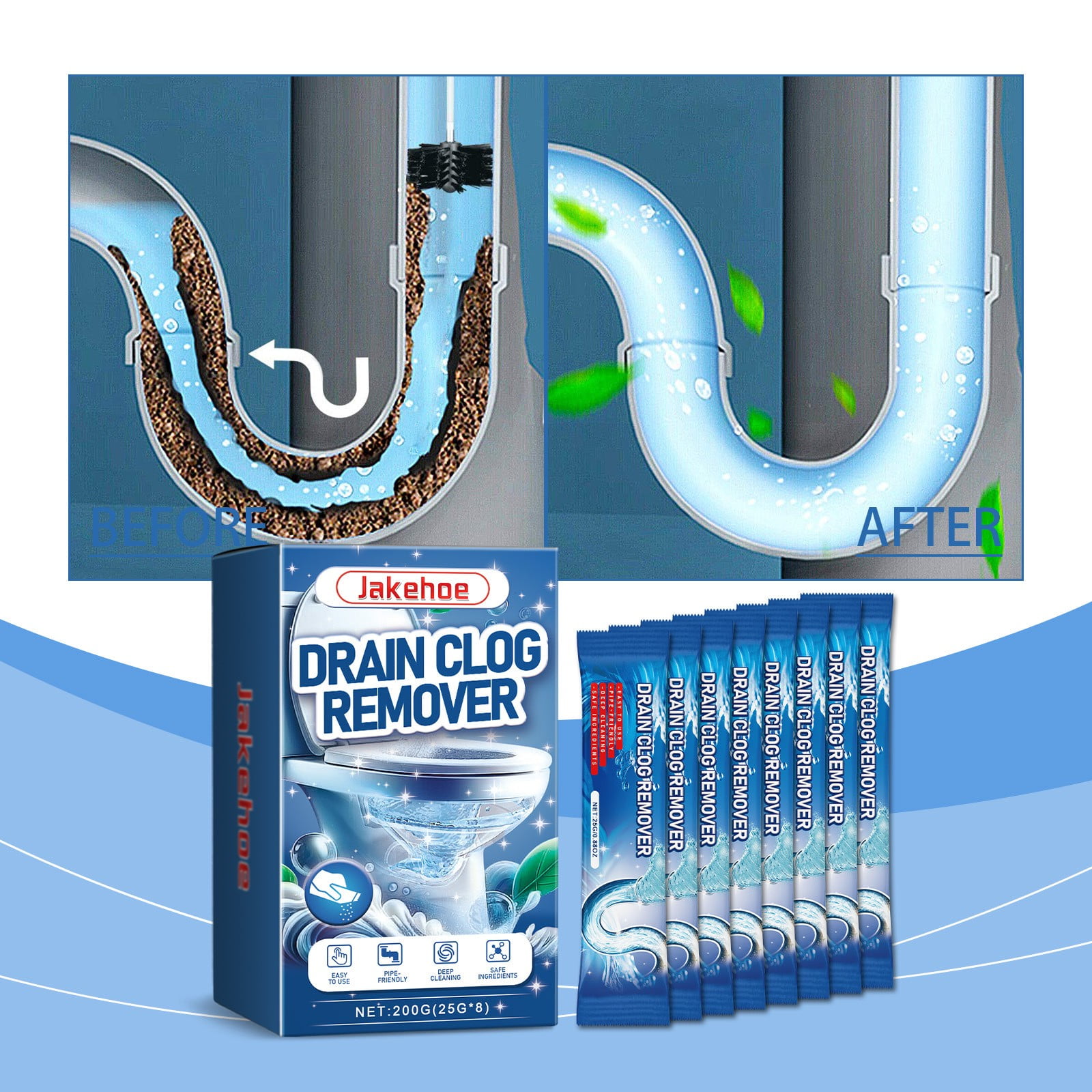 Drain Clog Remover 8 Packs Fast Acting Drain Cleaner Powders for ...