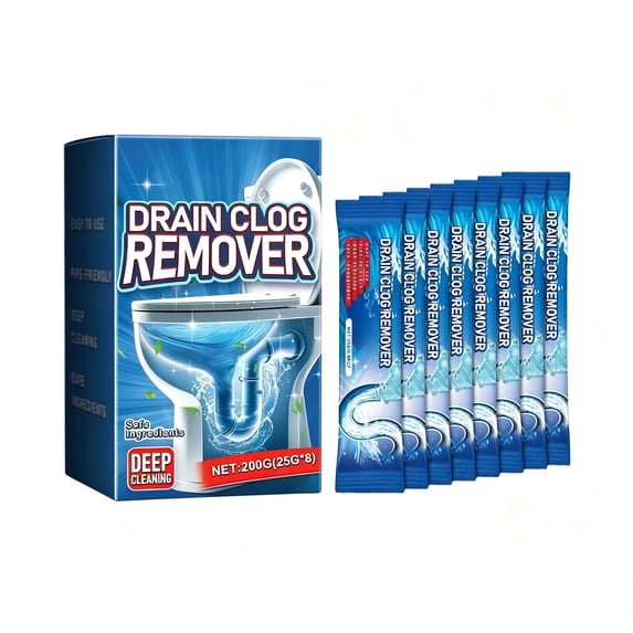 Drain Clog Remover 8 Packs for Toilet Pipe Cleaning Powerful Deep Clean Odor Removal Household Bathroom Kitchen