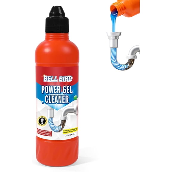Drain Clog Remover & Pipe Cleaner - Thick Power Gel Dissolves Hair, Grease, and Soap Scum - Septic Safe Odor Eliminator for Kitchen Sinks, Tubs, Showers & Toilets (Pack of 1)