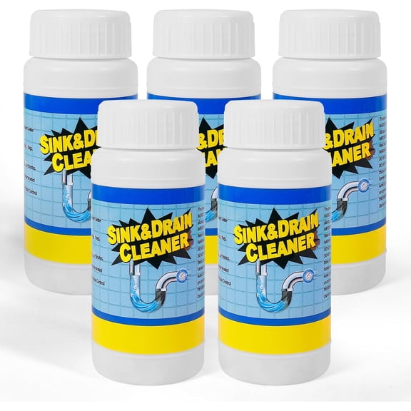 Drain Clog Remover Powder 5 Pack, Sink & Drain Cleaner Fast-Acting Foaming for Hair, Grease, Kitchen Sink & Toilet Clogs, Powerful Pipe Cleaning Solution for Showers & Drains, 110g