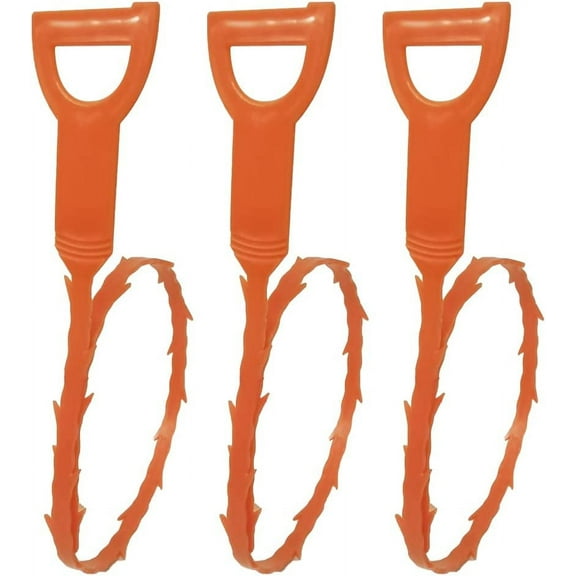Drain Clog Remover Sink Snake Pack of 3 Plumbing Snake for Sink, Bathtub Flexible, Durable Plastic Sink Drain Snake Sink Drain Cleaner Removes Hair Residue Easy to Use Plumbing Snake, orange, 20 Inch