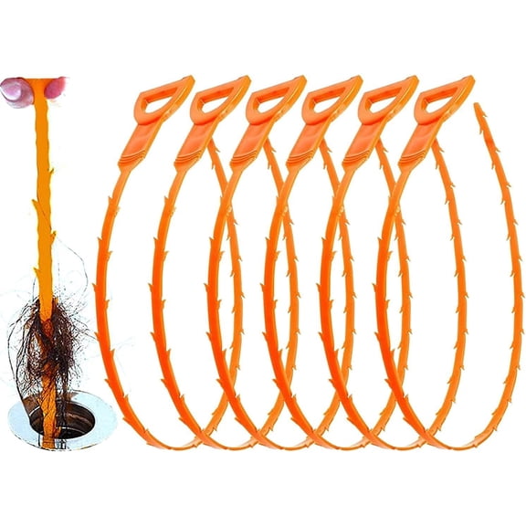 Drain Clog Remover Tool- 6 Pack 20 Inch Length Drain Cleaner Sticks for Sink, Pipe and Tub - Plumbing unclogger Tool for Clogged Drains in Shower, Hair Catcher for bathroom, kitchen, Bathtub
