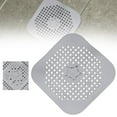 thumbnail image 1 of Drain Cover Basdi Square Flat Silicone Shower Drain Cover - Multi-Purpose Bathroom & Kitchen Filter - Anti-Clog Strainer Stopper with Suction Cup - Easy to Clean, Silicone Strainer, Grey, 1 of 9